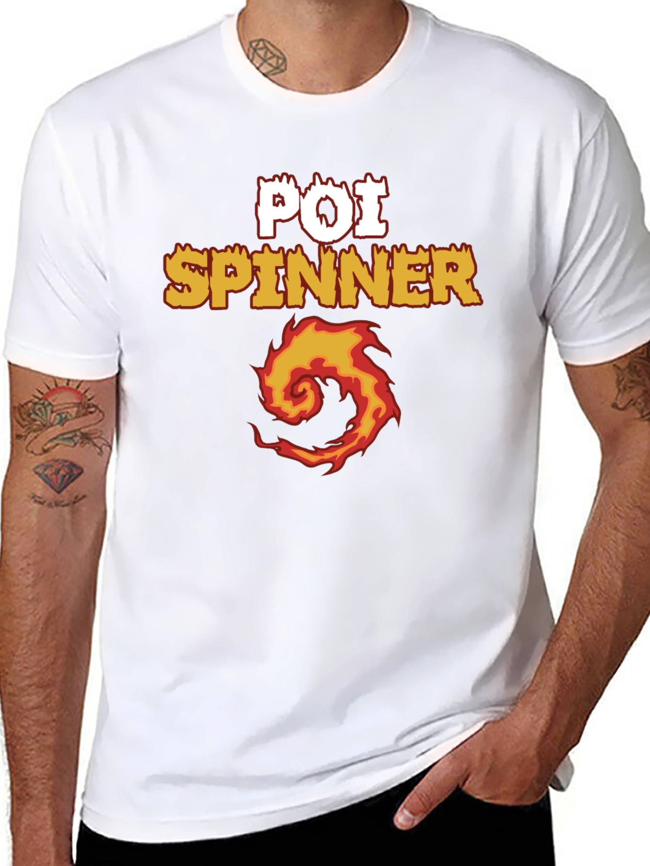 Poi Spinner Fire Design Black T-Shirt
