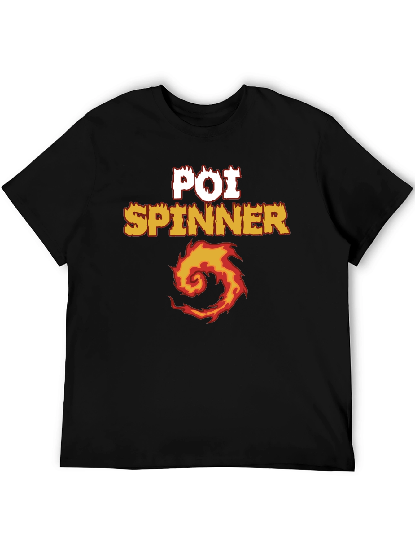 Poi Spinner Fire Design Black T-Shirt
