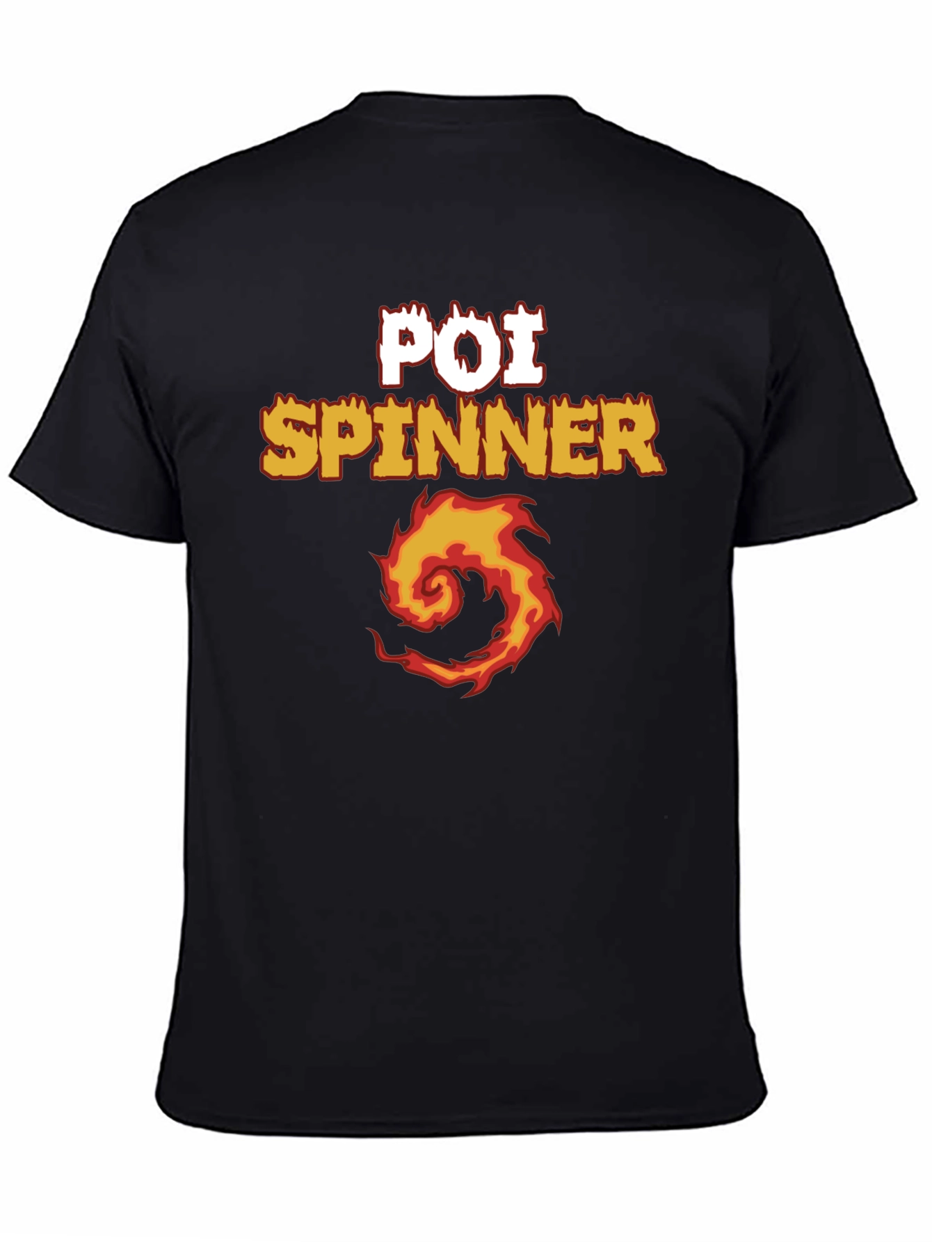 Poi Spinner Fire Design Black T-Shirt