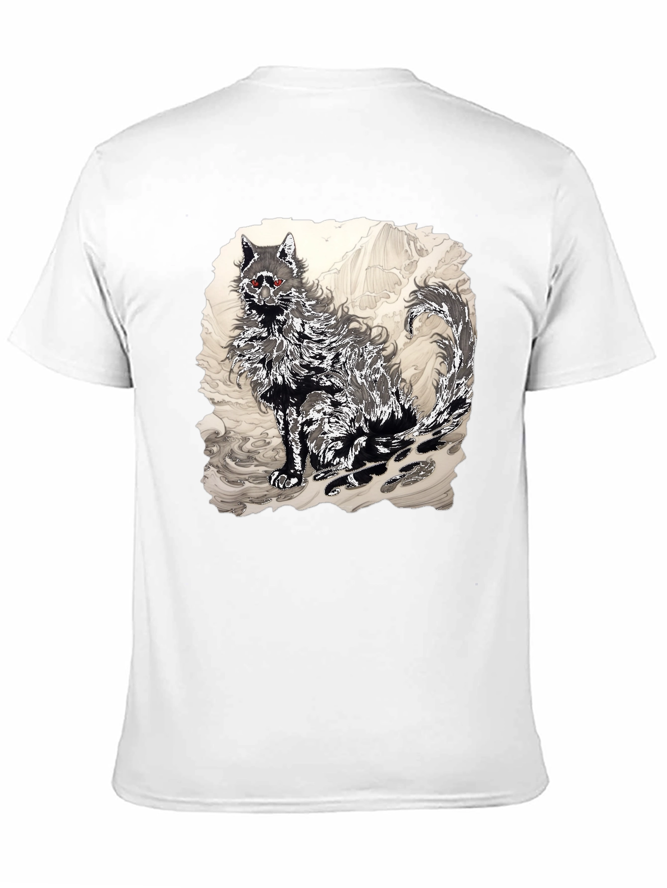 Black T-Shirt with Wolf Graphic