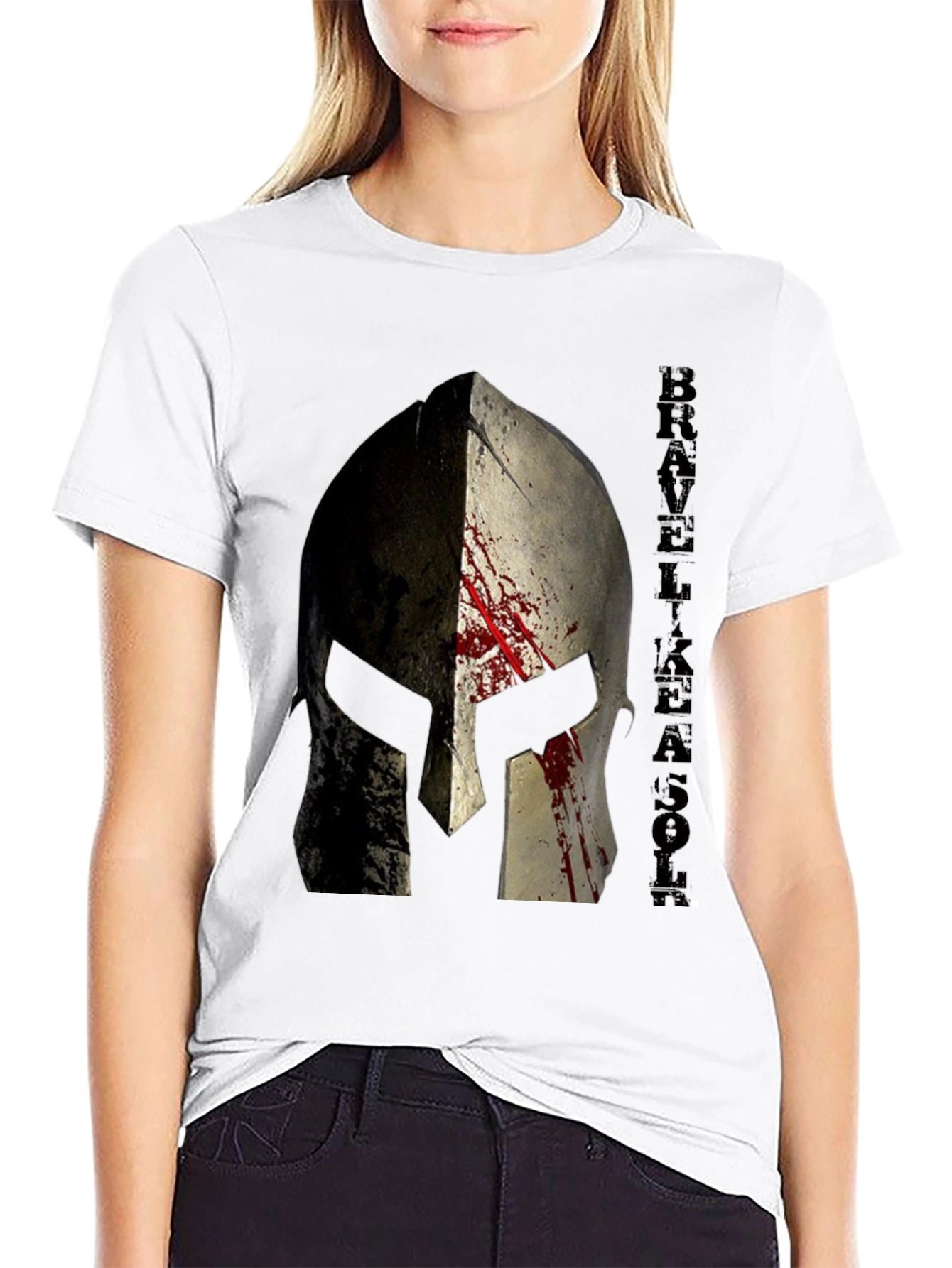 Brave Like A Son Spartan Helmet Graphic T-Shirt