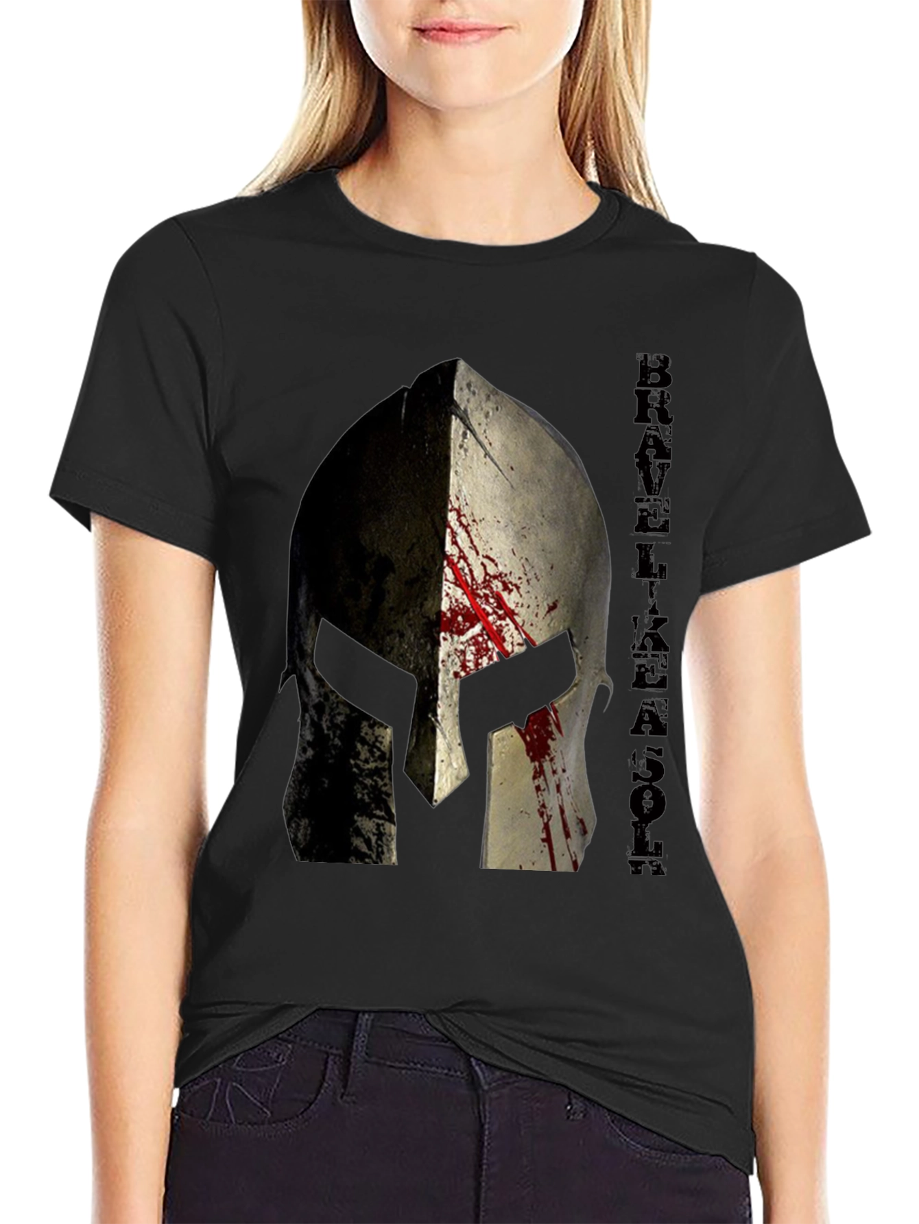 Brave Like A Son Spartan Helmet Graphic T-Shirt