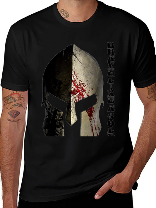 Brave Like A Son Spartan Helmet Graphic T-Shirt