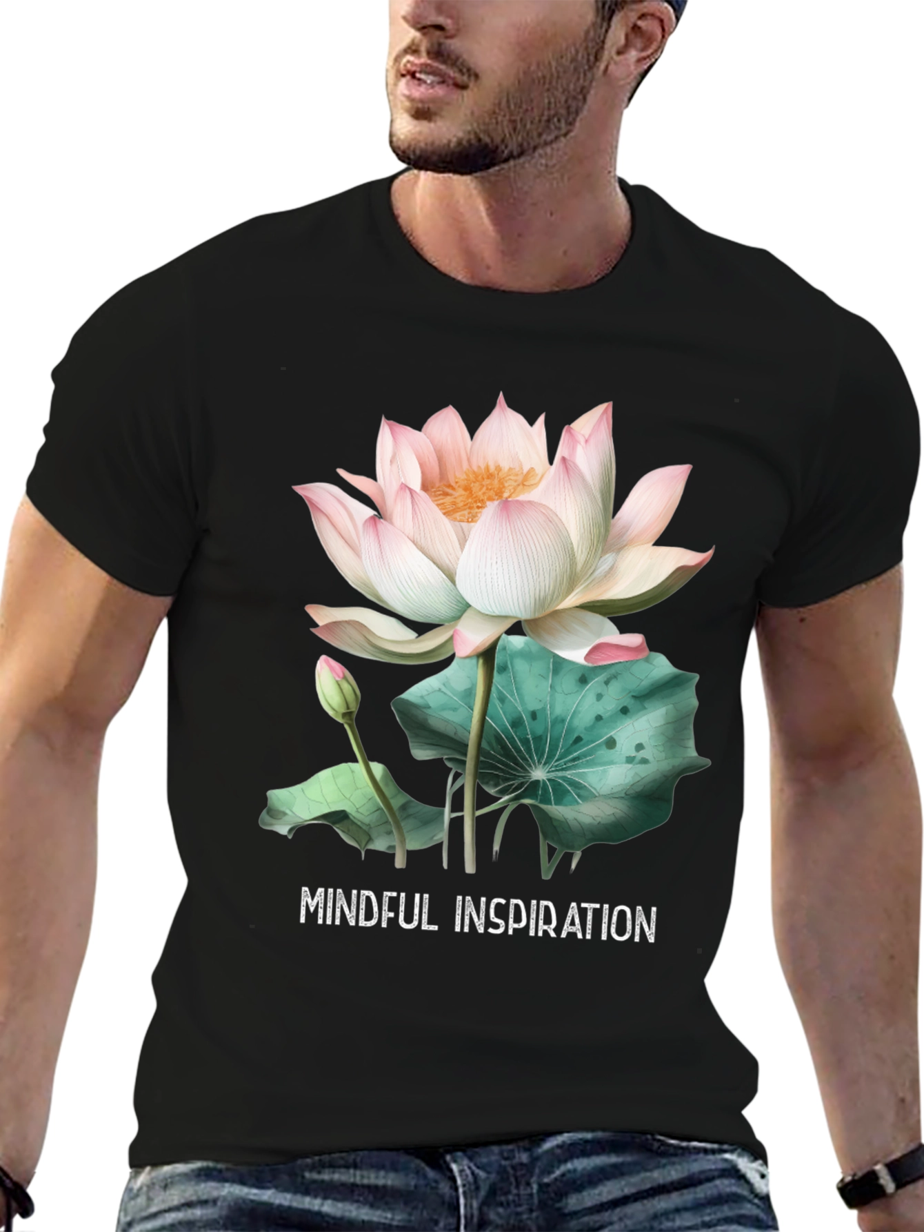 Mindful Inspiration Lotus Graphic Tee - Black