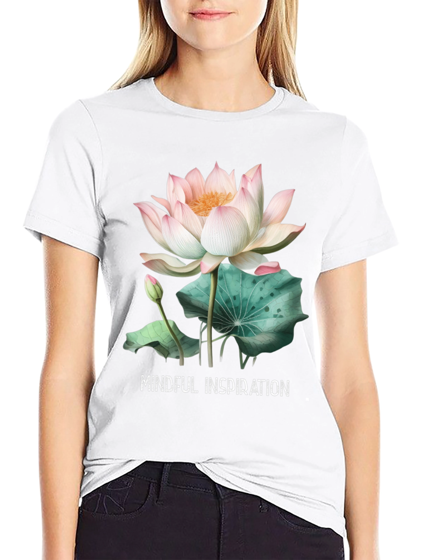 Mindful Inspiration Lotus Graphic Tee - Black
