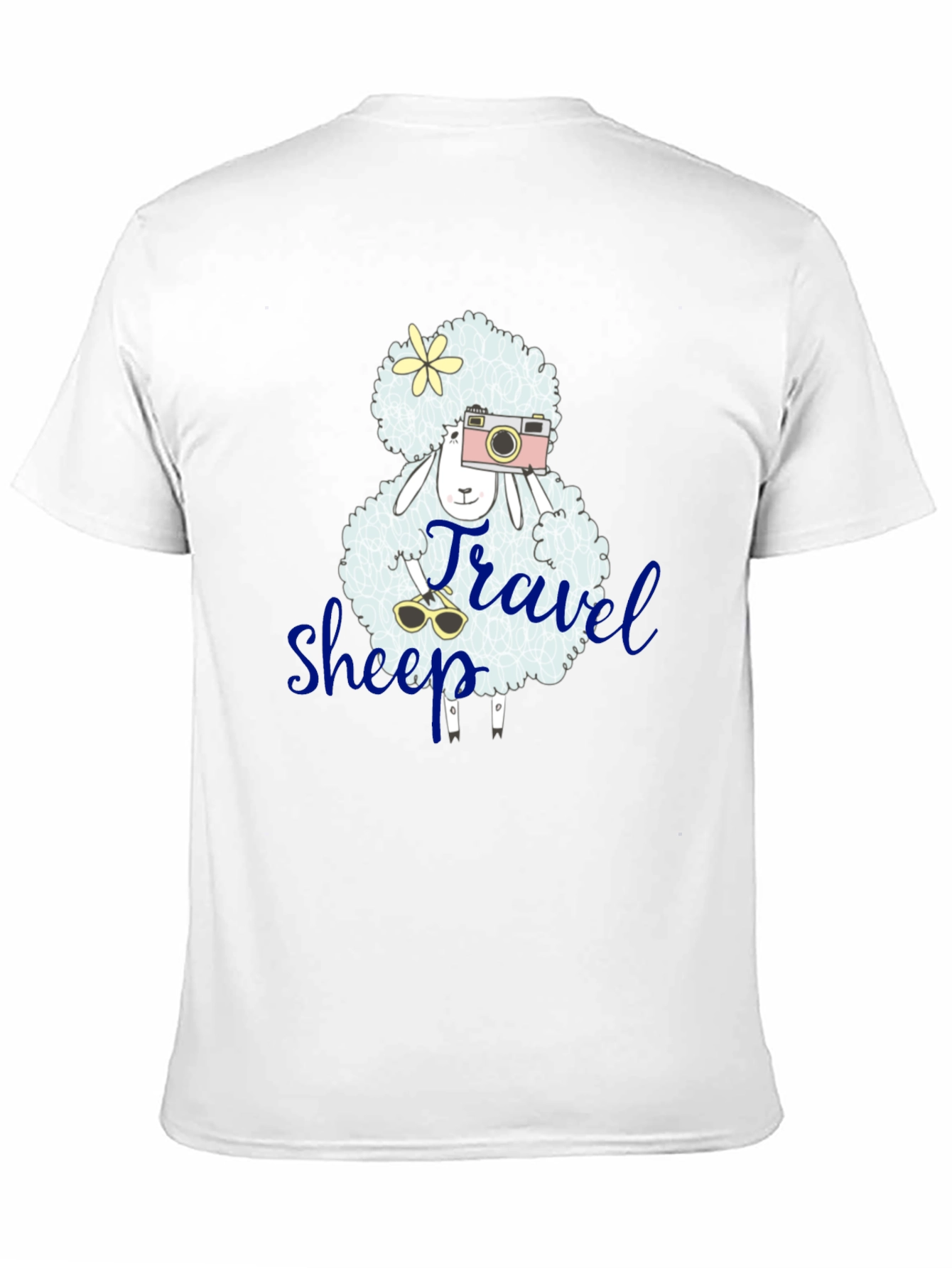 Travel Sheep Graphic Tee - Black Cotton T-Shirt