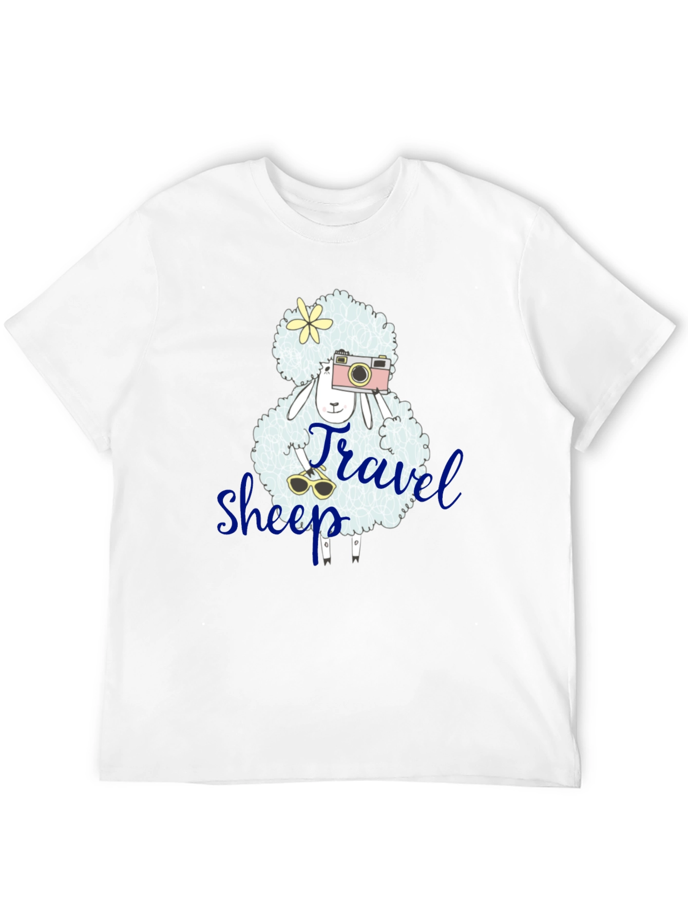Travel Sheep Graphic Tee - Black Cotton T-Shirt