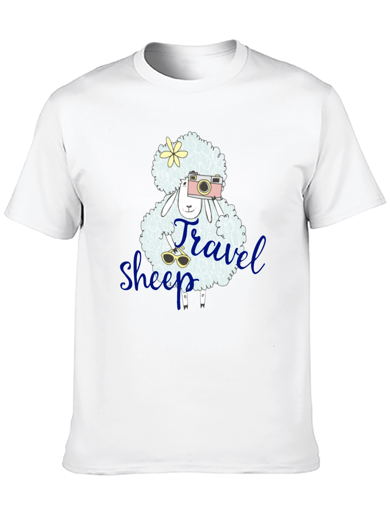 Travel Sheep Graphic Tee - Black Cotton T-Shirt