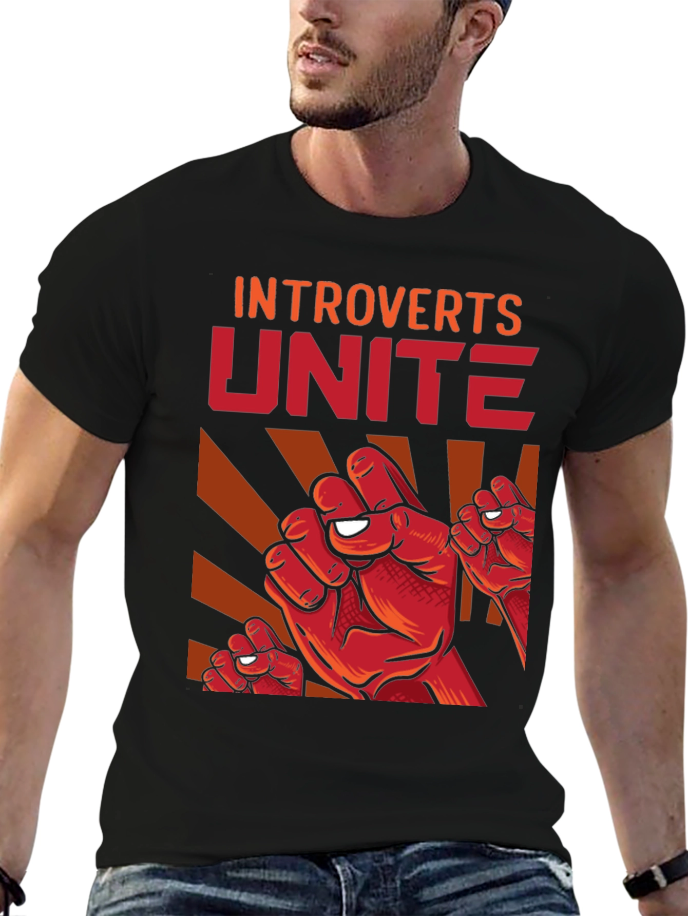 Introverts Unite Black Graphic Tee