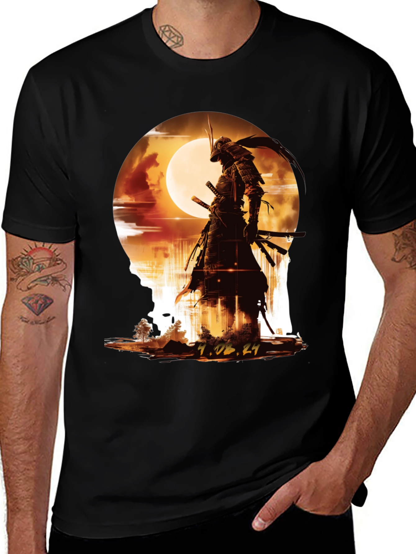 Samurai Moon T-Shirt - Warrior Graphic Tee