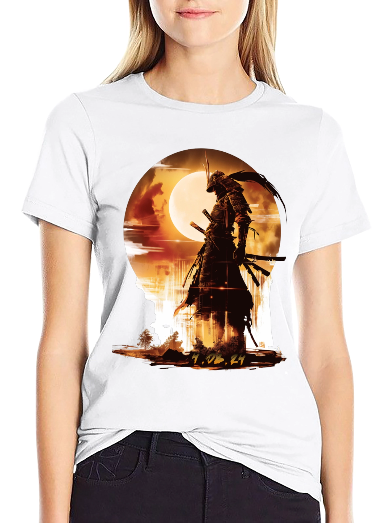 Samurai Moon T-Shirt - Warrior Graphic Tee