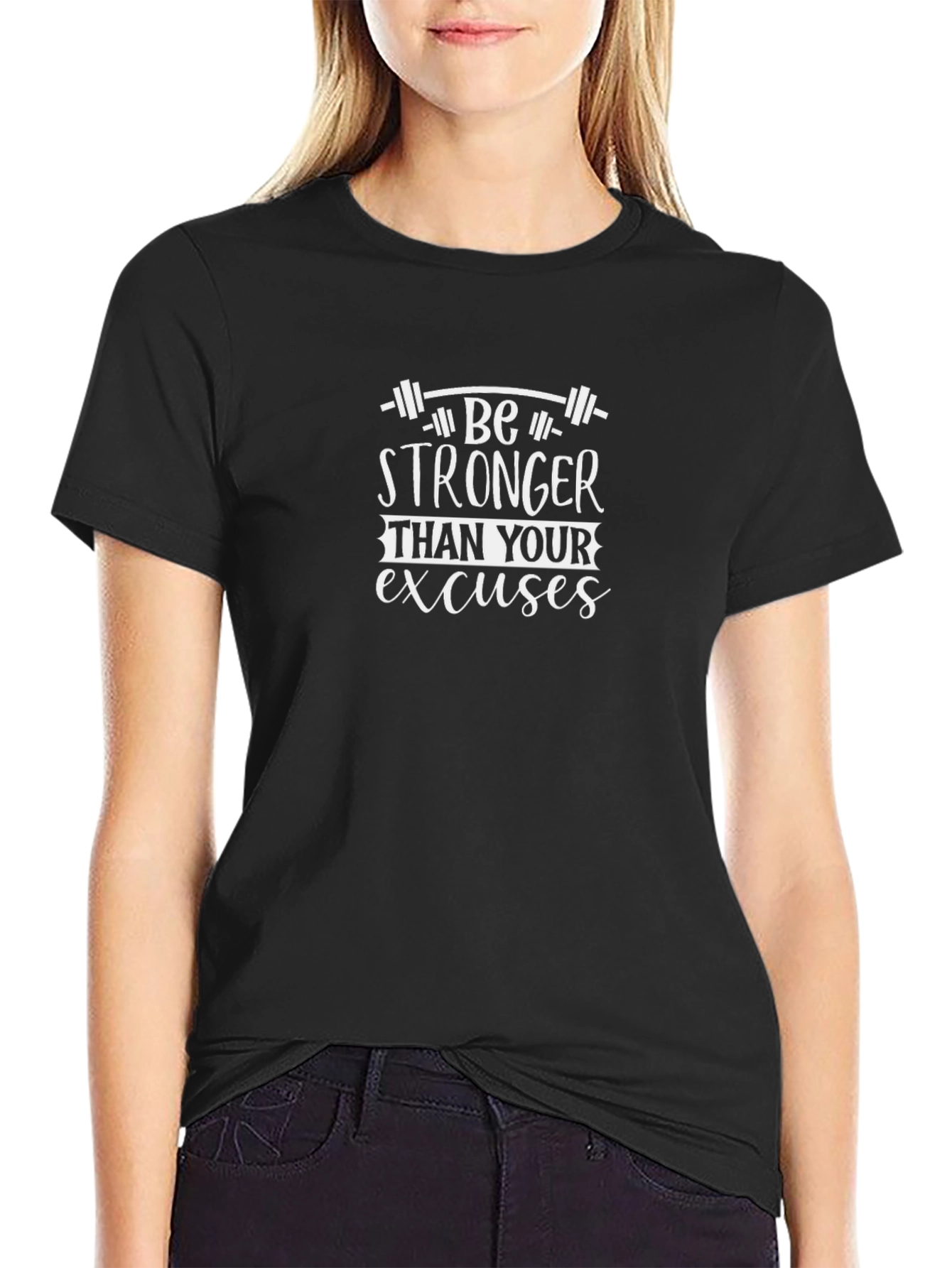 Motivational Gym Shirt: Be Stronger Than Excuses - Black