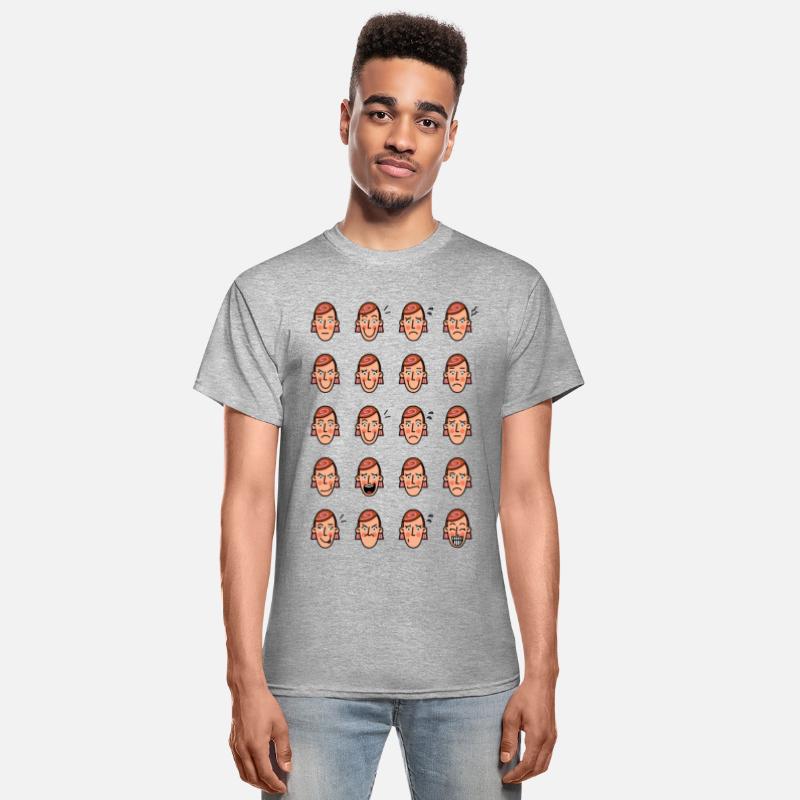 Facial expressions of a woman with red short hair
