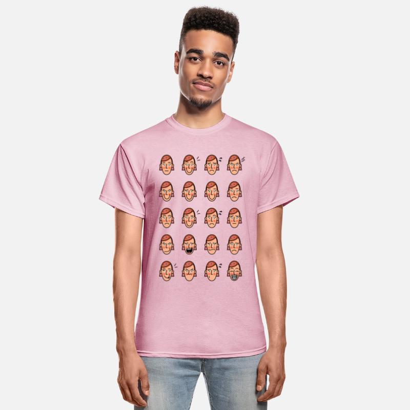 Facial expressions of a woman with red short hair