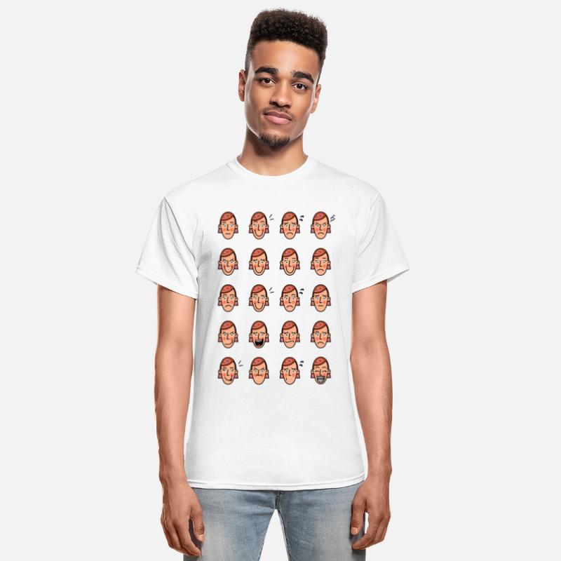 Facial expressions of a woman with red short hair