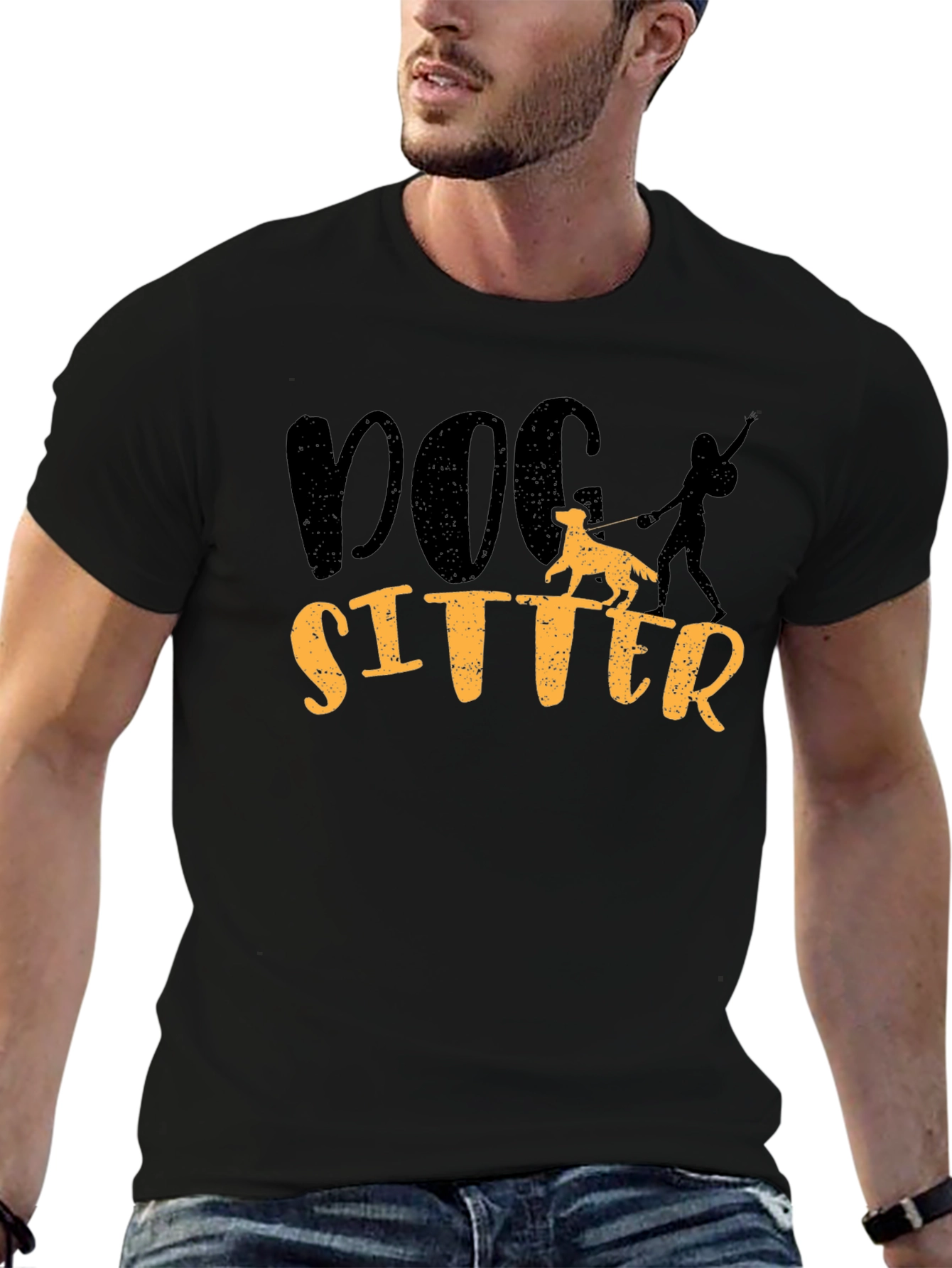 Dog Sitter Graphic Tee - Comfortable Black T-Shirt