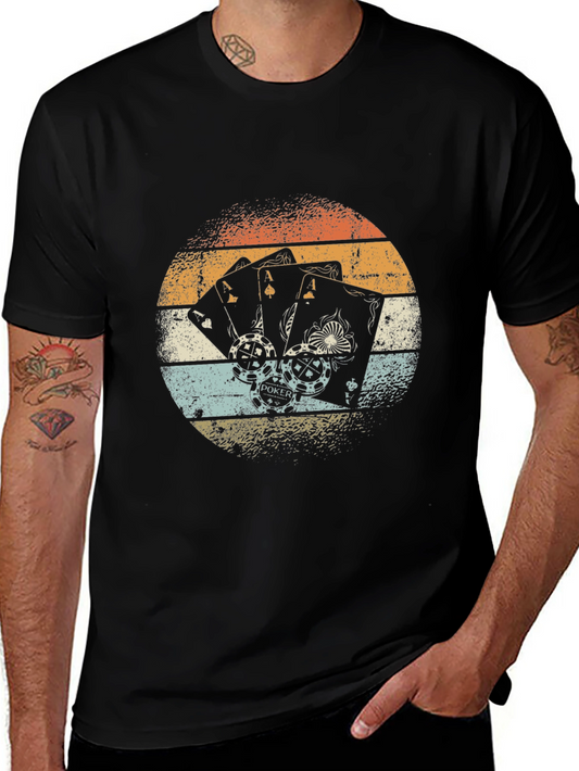 Retro Poker Aces Graphic Tee - Lucky Hand T-Shirt