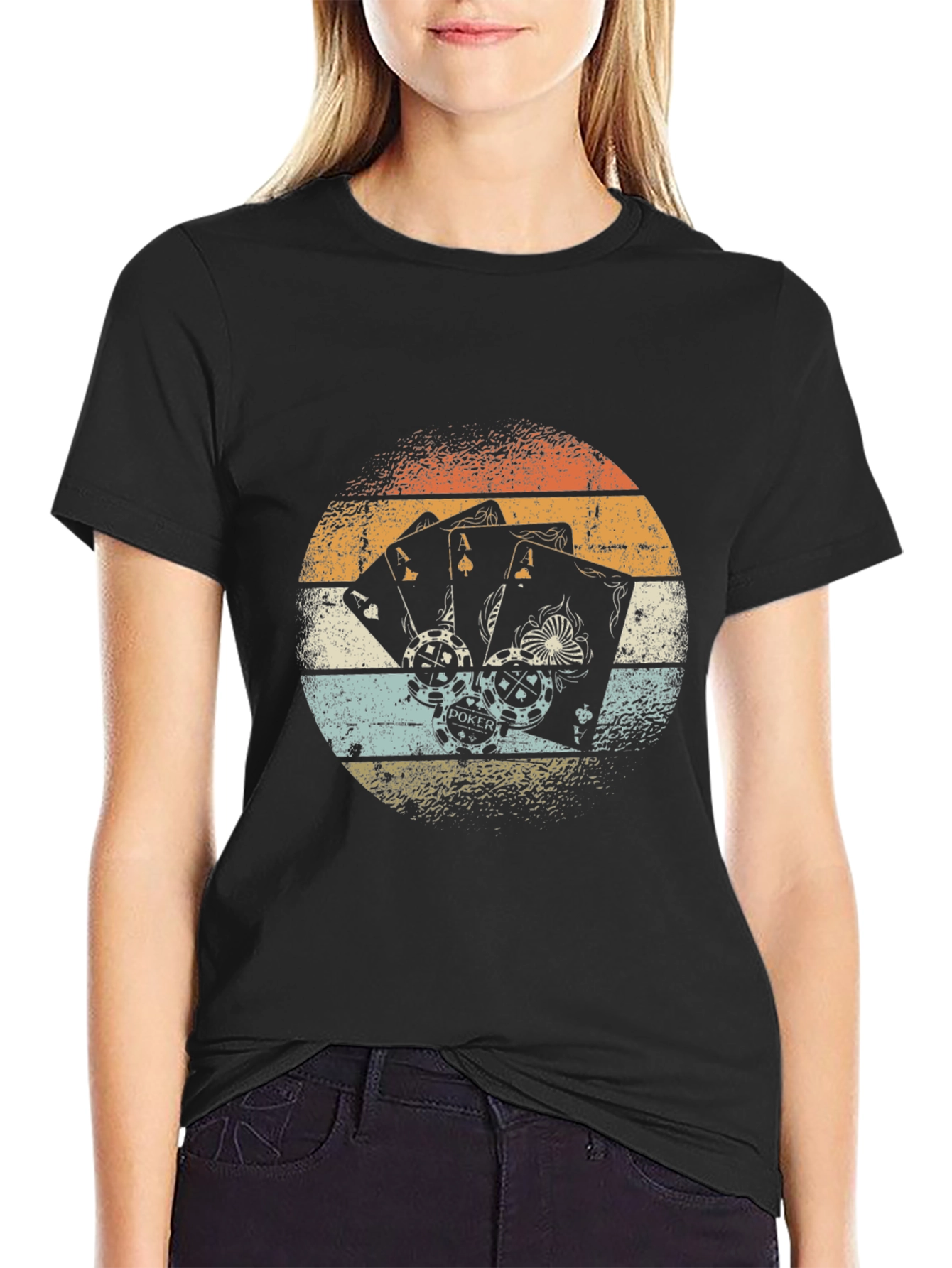 Retro Poker Aces Graphic Tee - Lucky Hand T-Shirt