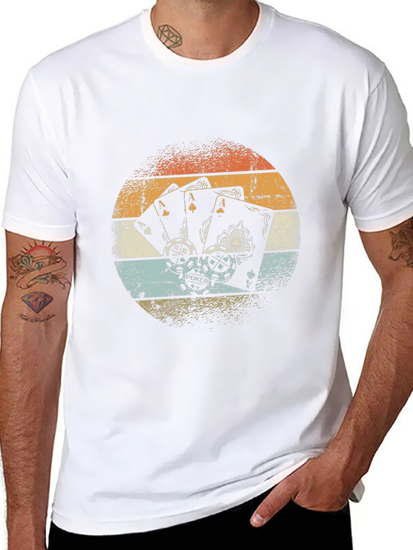 Retro Poker Aces Graphic Tee - Lucky Hand T-Shirt
