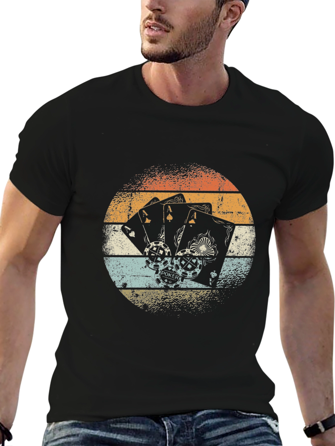 Retro Poker Aces Graphic Tee - Lucky Hand T-Shirt