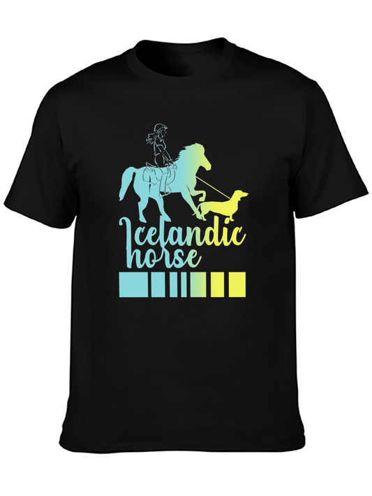 Icelandic Horse T-Shirt - Rider and Dachshund Graphic Tee