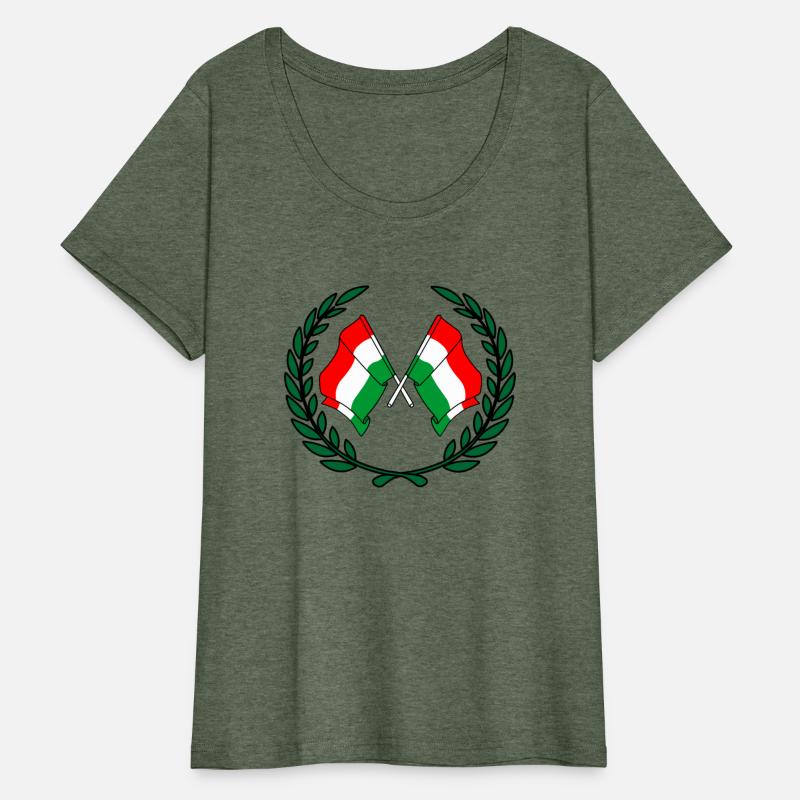 Flags Hungary in laurel wreath