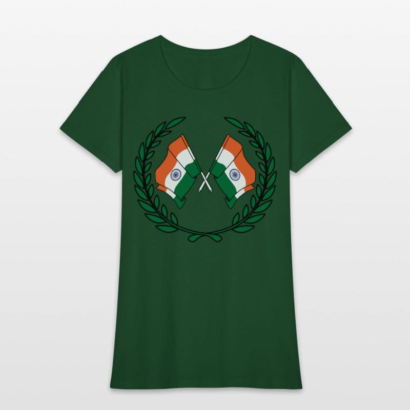 Flags India in laurel wreath