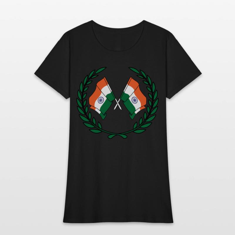 Flags India in laurel wreath