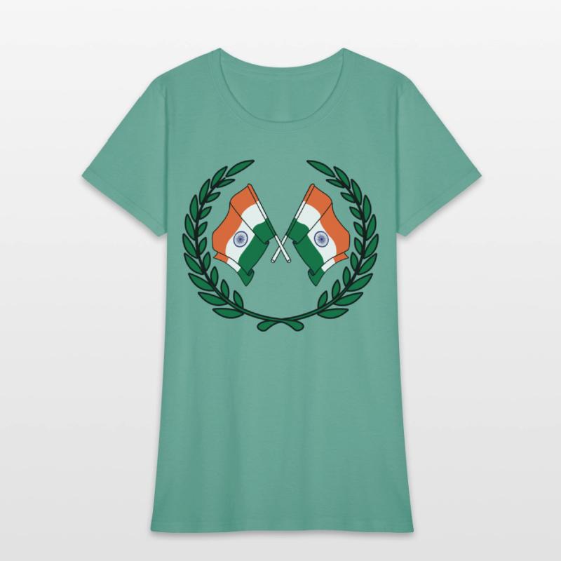 Flags India in laurel wreath