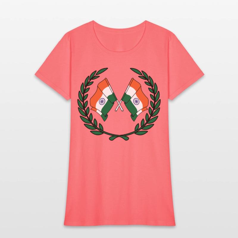 Flags India in laurel wreath