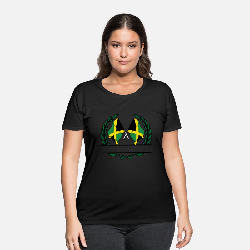 Flags Jamaica in laurel wreath banner