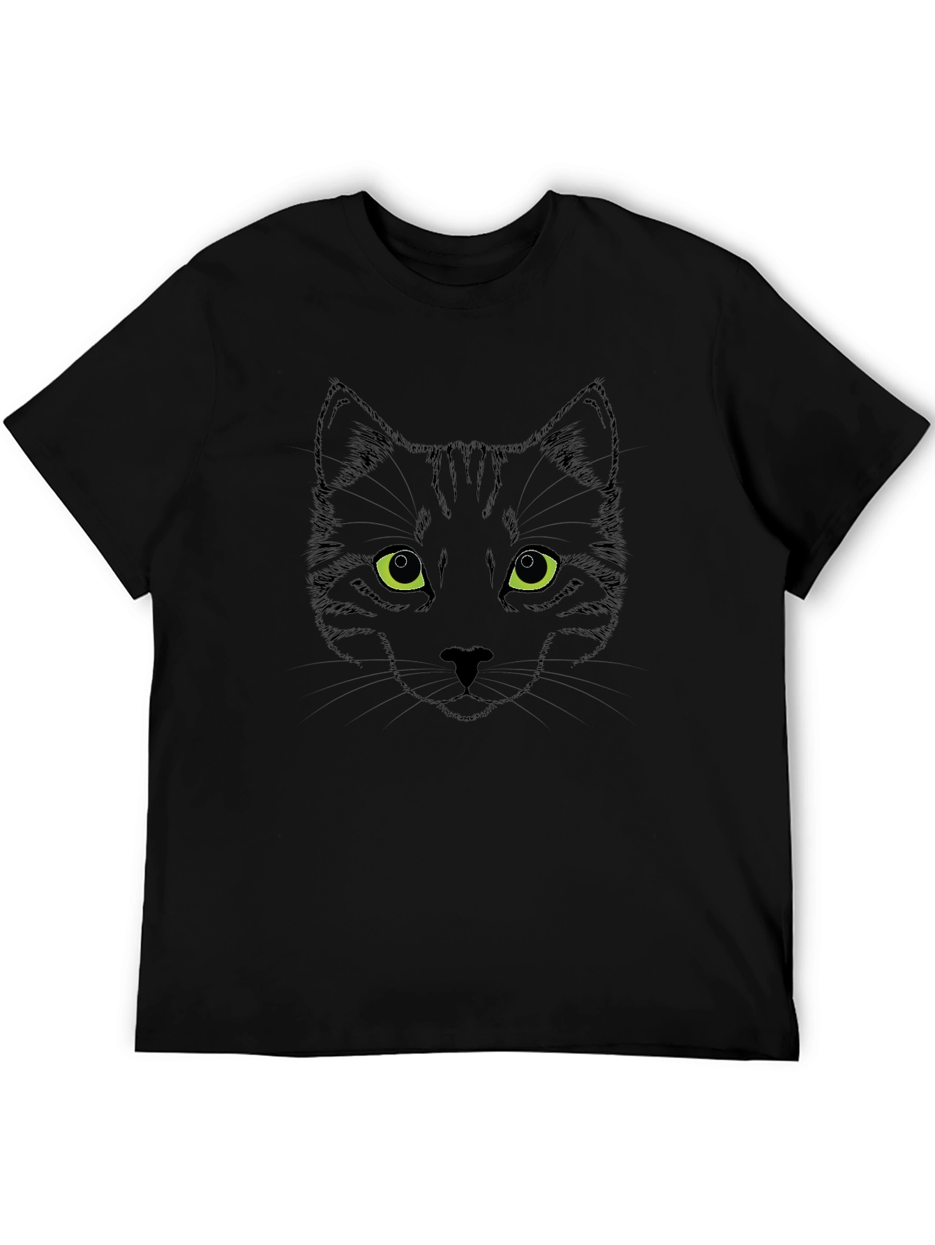 Mens Black Cat Face Graphic Tee