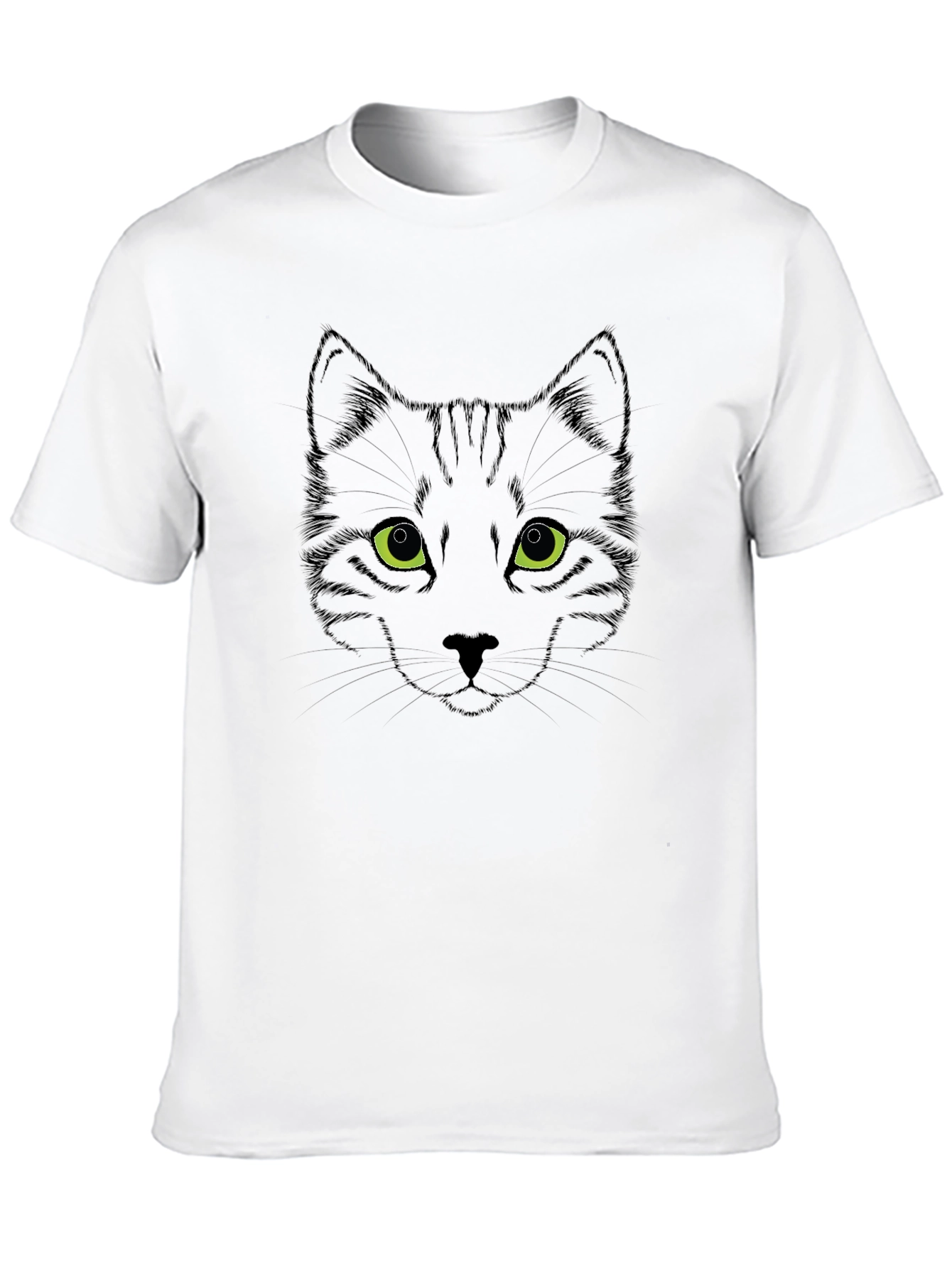 Mens Black Cat Face Graphic Tee