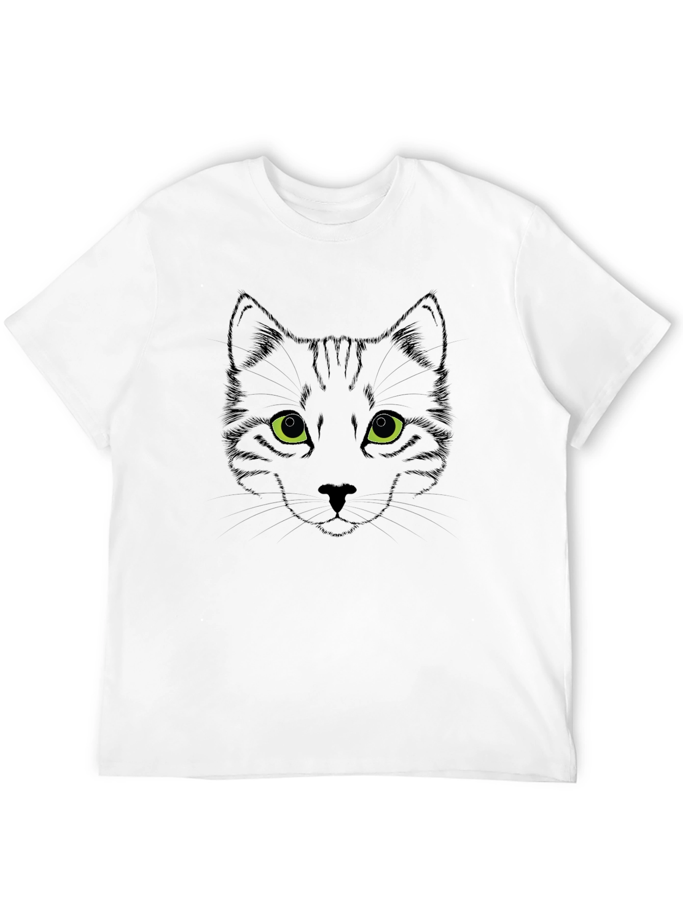 Mens Black Cat Face Graphic Tee