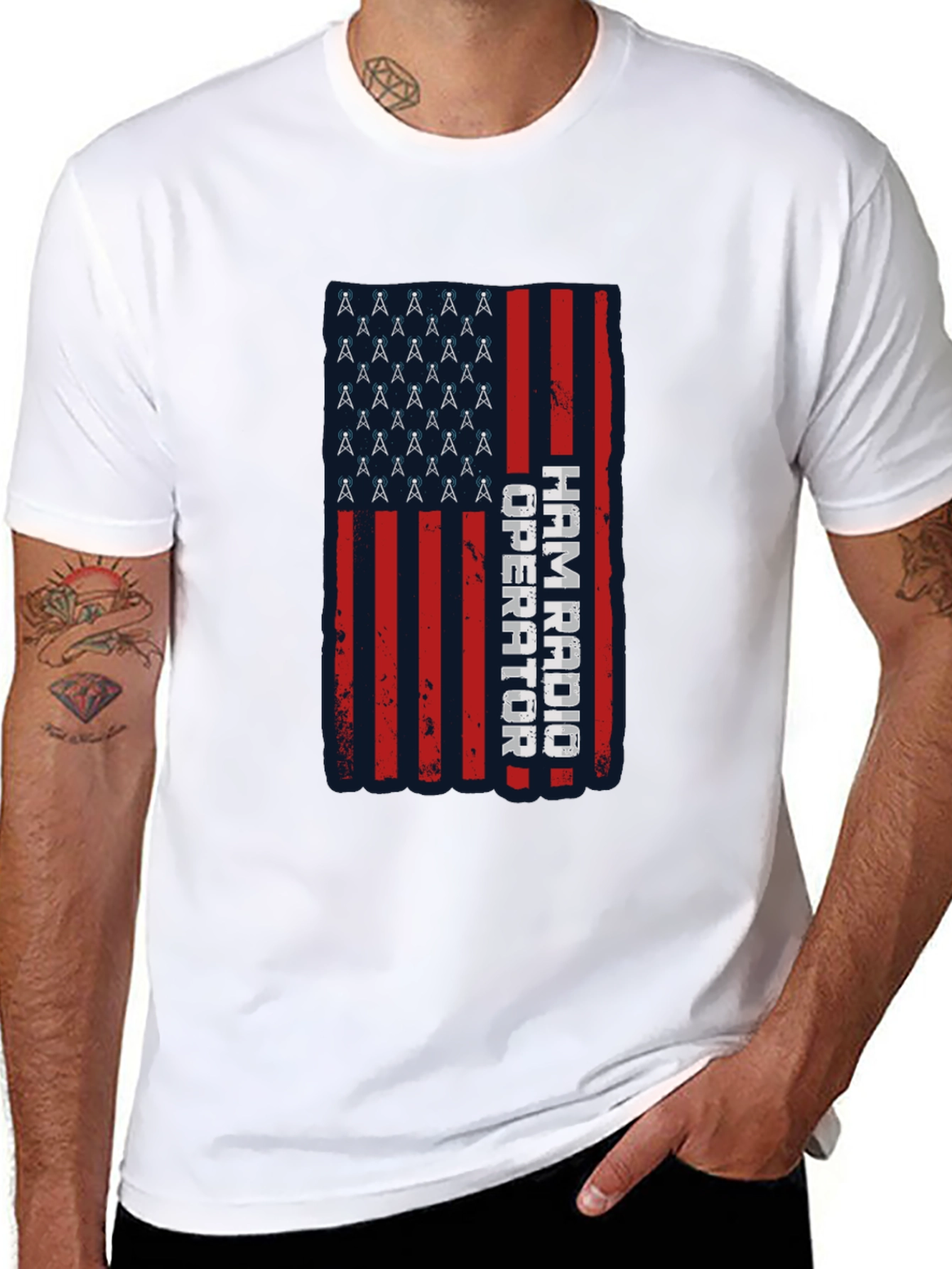 Ham Radio Operator American Flag T-Shirt