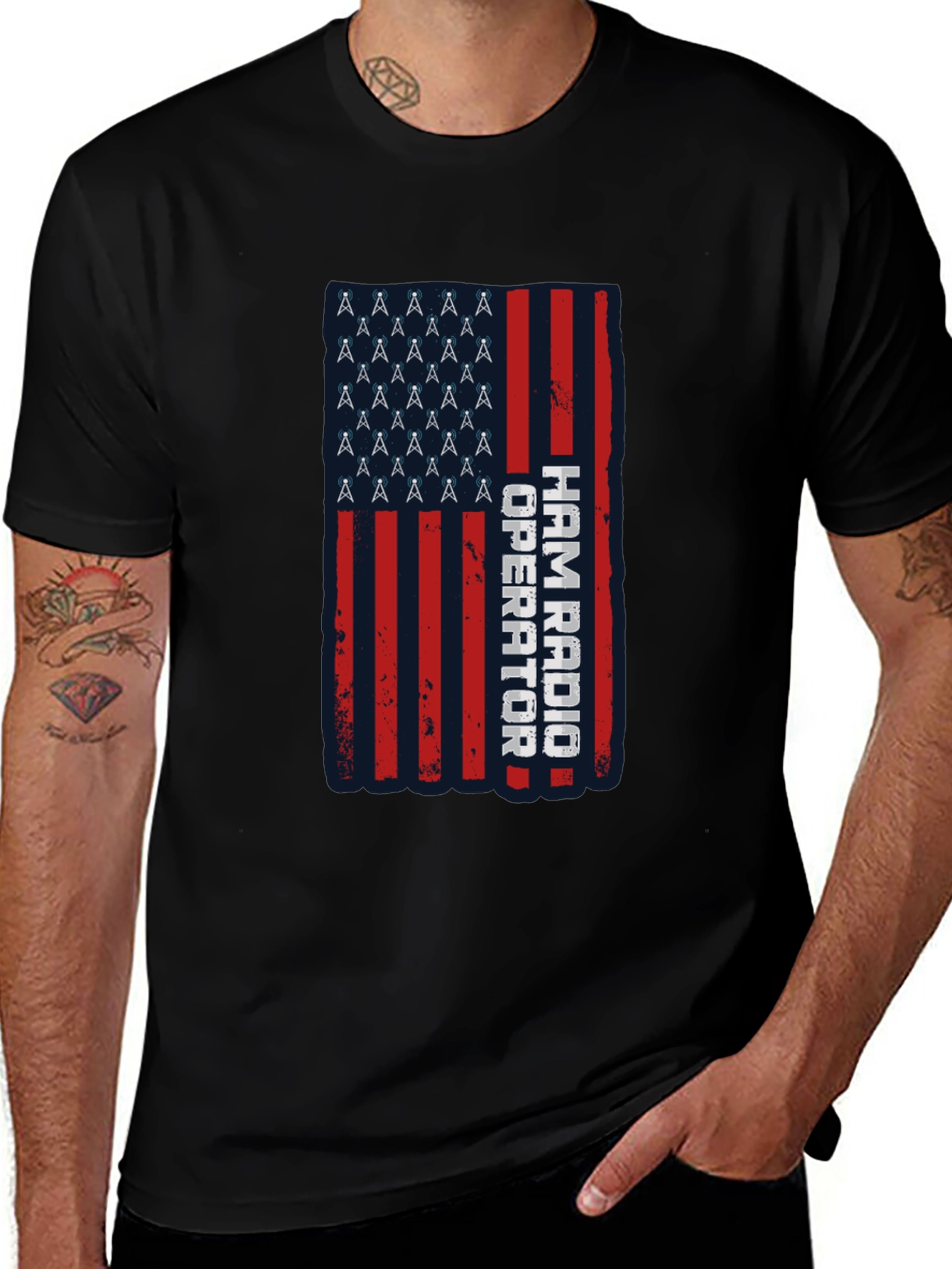 Ham Radio Operator American Flag T-Shirt