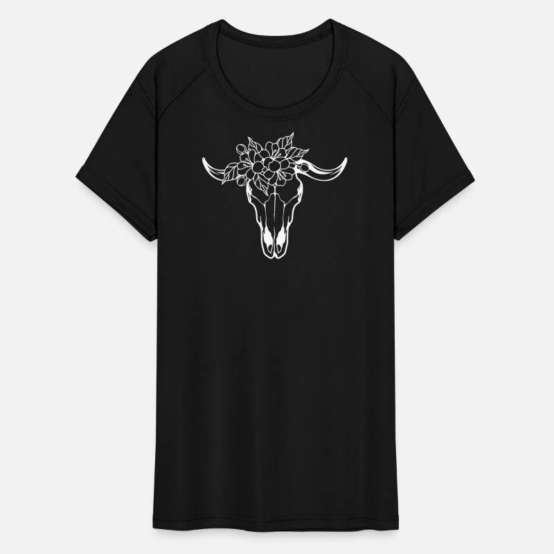 Floral Bull Skull Tattoo Design