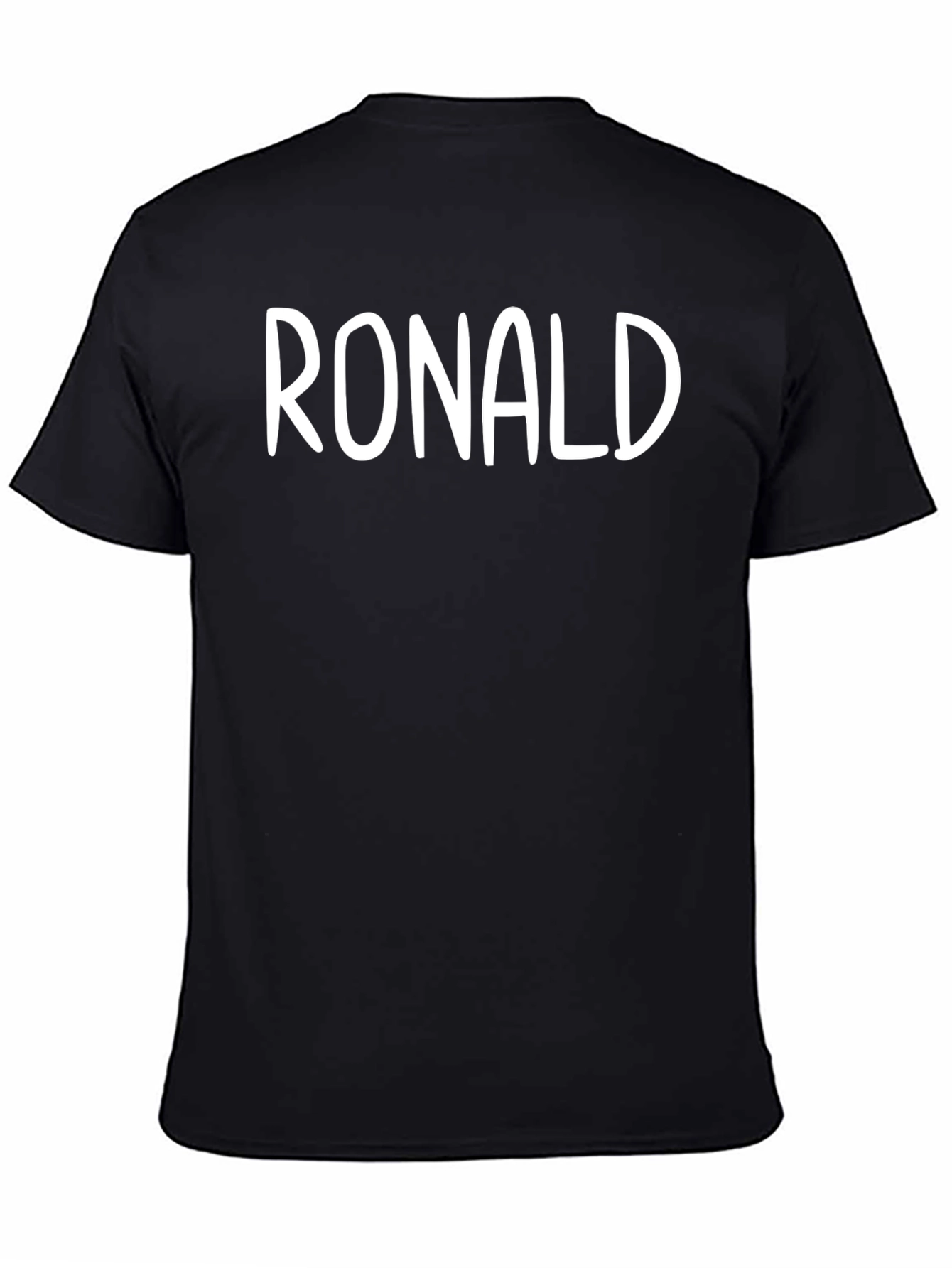 Personalized RONALD Black Cotton Crew Neck T-Shirt