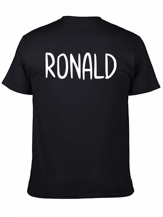 Personalized RONALD Black Cotton Crew Neck T-Shirt