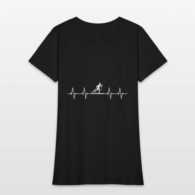 Funny Cross Country Shirts Heartbeat Ski