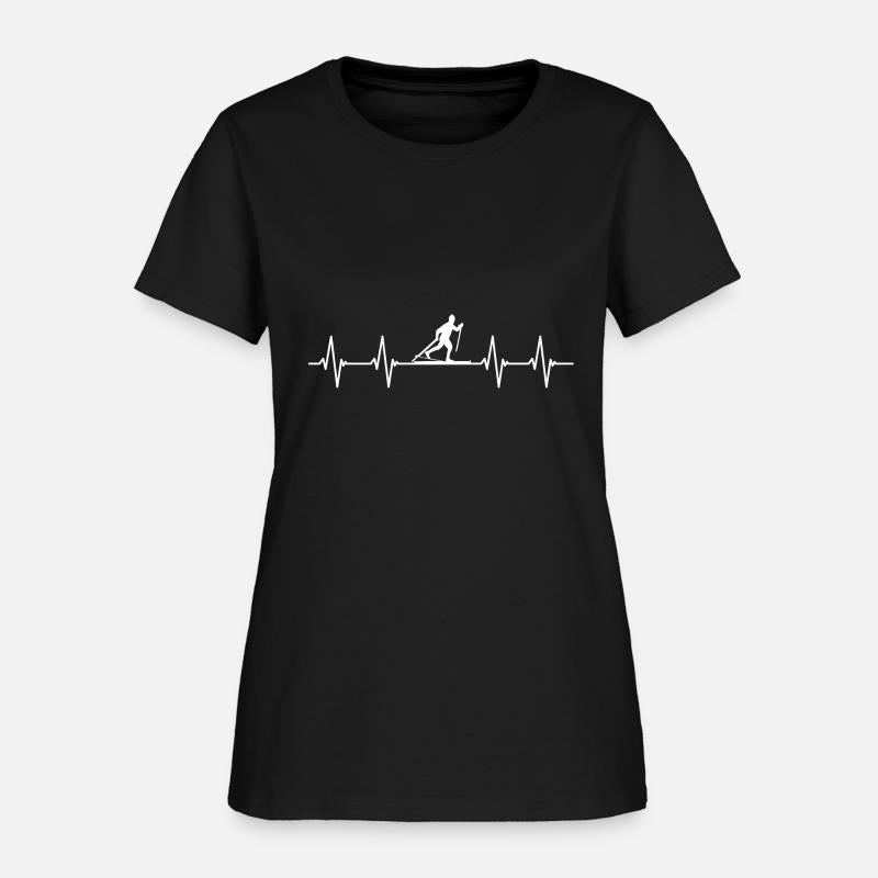 Funny Cross Country Shirts Heartbeat Ski