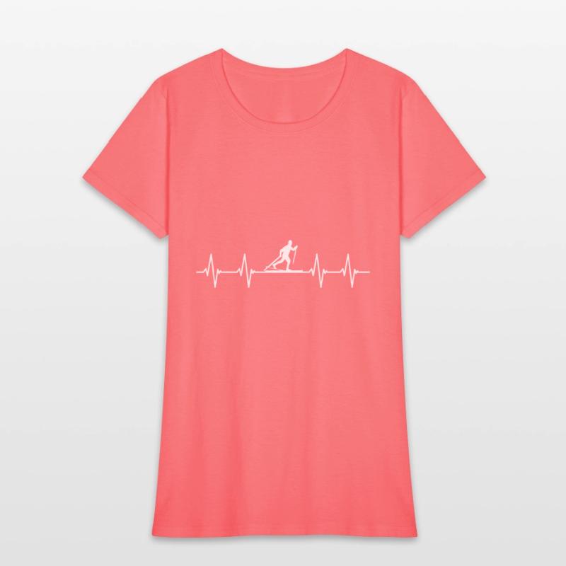 Funny Cross Country Shirts Heartbeat Ski