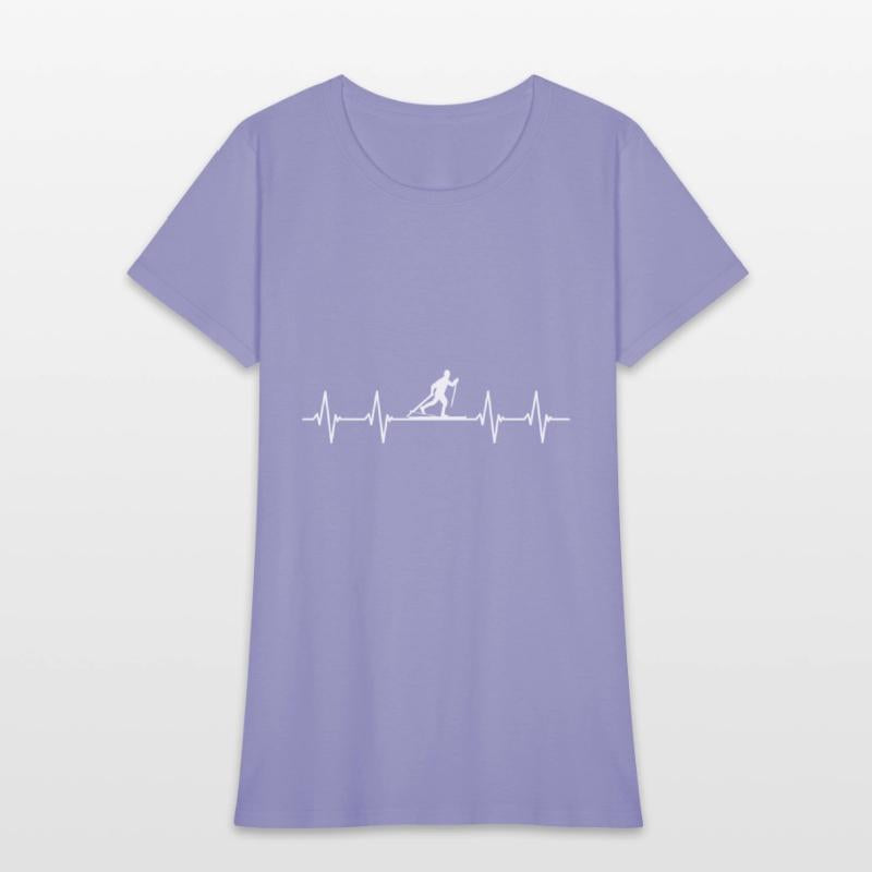 Funny Cross Country Shirts Heartbeat Ski