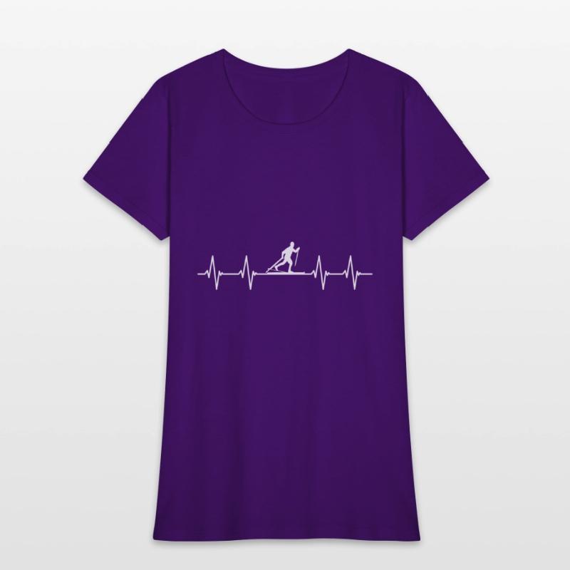 Funny Cross Country Shirts Heartbeat Ski