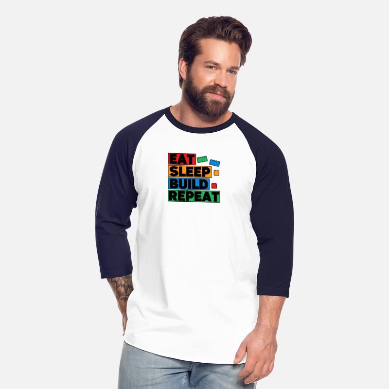 Funny Eat Sleep Build Repeat Building Blocks Men