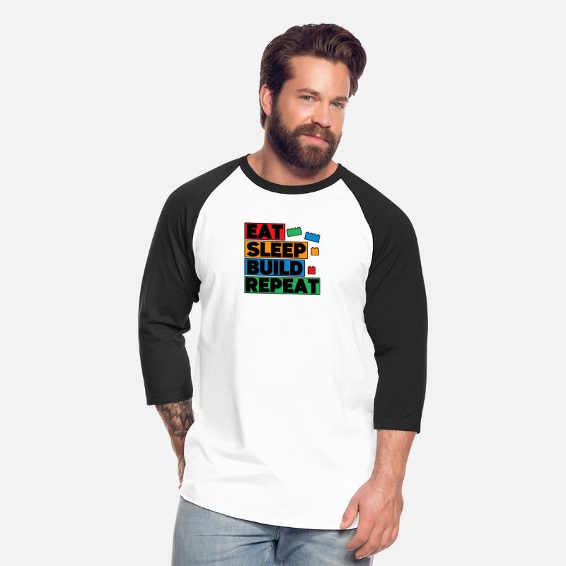 Funny Eat Sleep Build Repeat Building Blocks Men