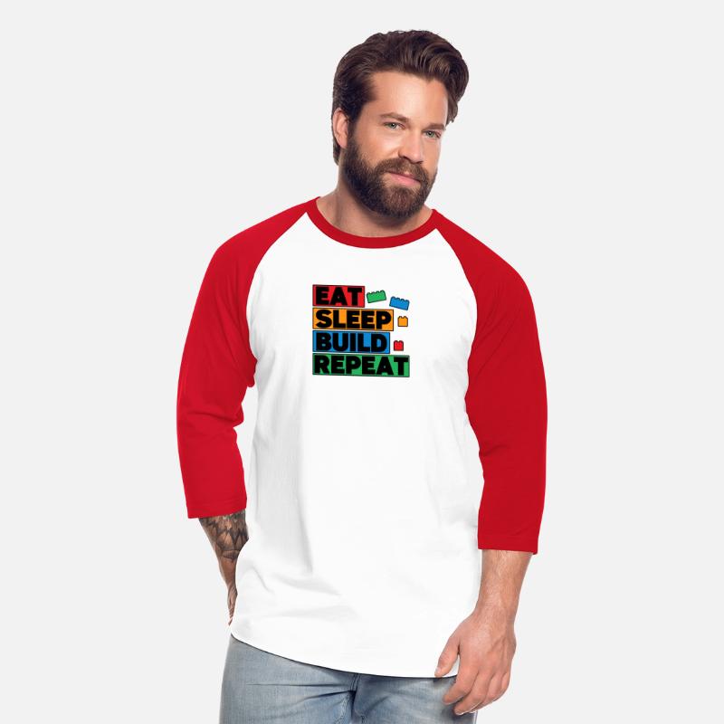Funny Eat Sleep Build Repeat Building Blocks Men