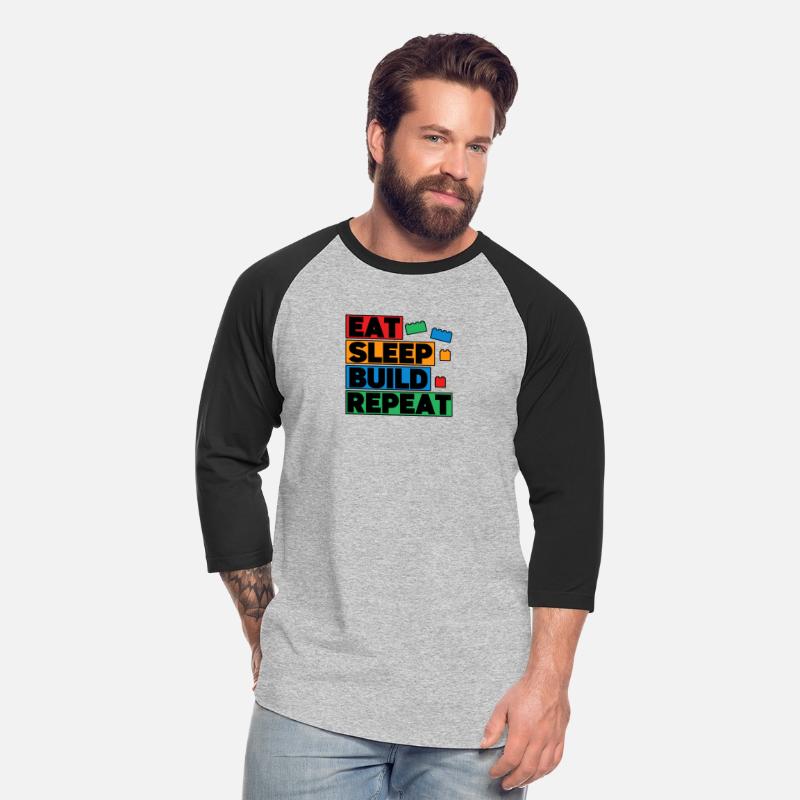 Funny Eat Sleep Build Repeat Building Blocks Men