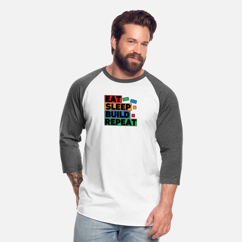 Funny Eat Sleep Build Repeat Building Blocks Men