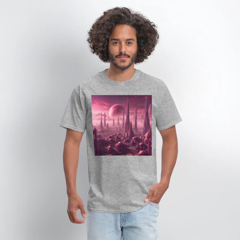 Futuristic Alien Skyline in Pink Hues